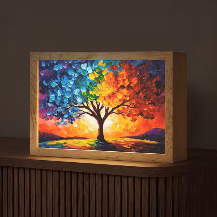 Boom - Kunst - Natuur - Zonsondergang Light Box met kabel (Tafellamp) klein -z3d_website