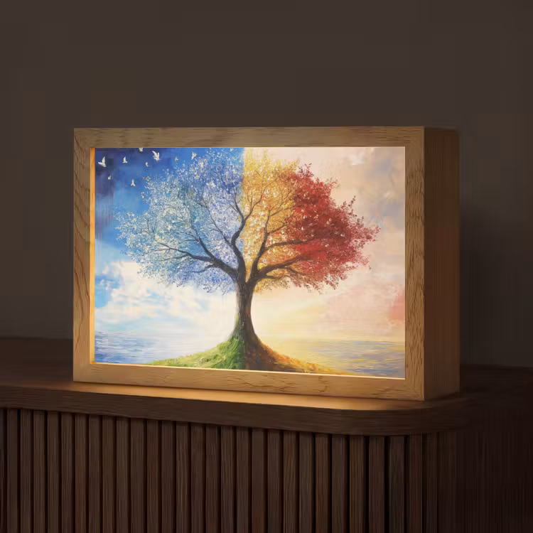 Boom - Kunst - Seizoenen - Herfst Light Box met kabel (Tafellamp) klein -z3d_website