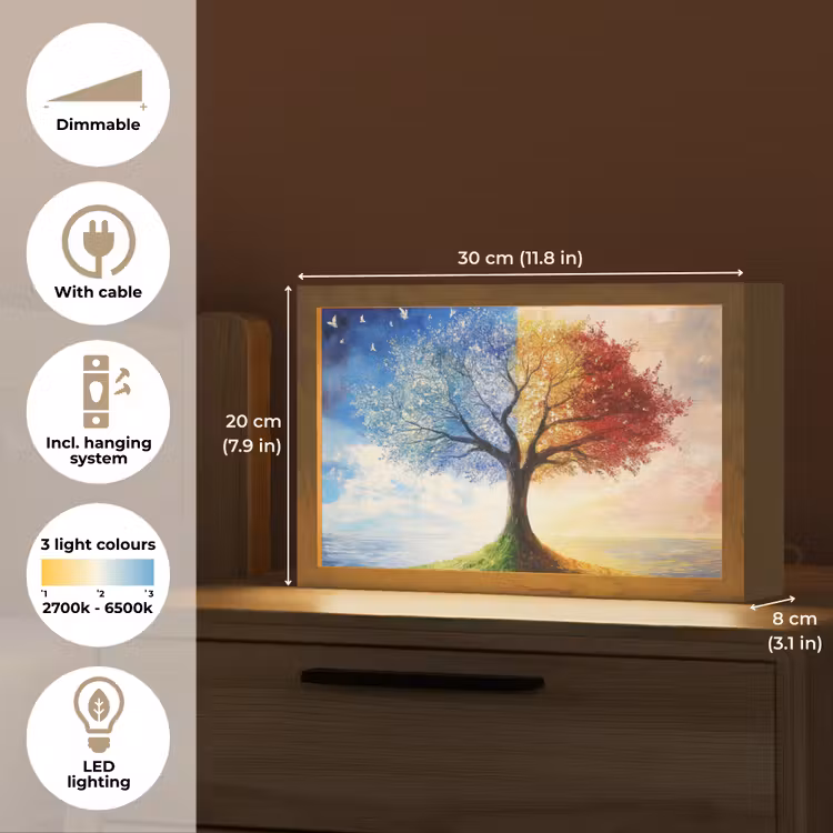 Boom - Kunst - Seizoenen - Herfst Light Box met kabel (Tafellamp) klein -USP_EN