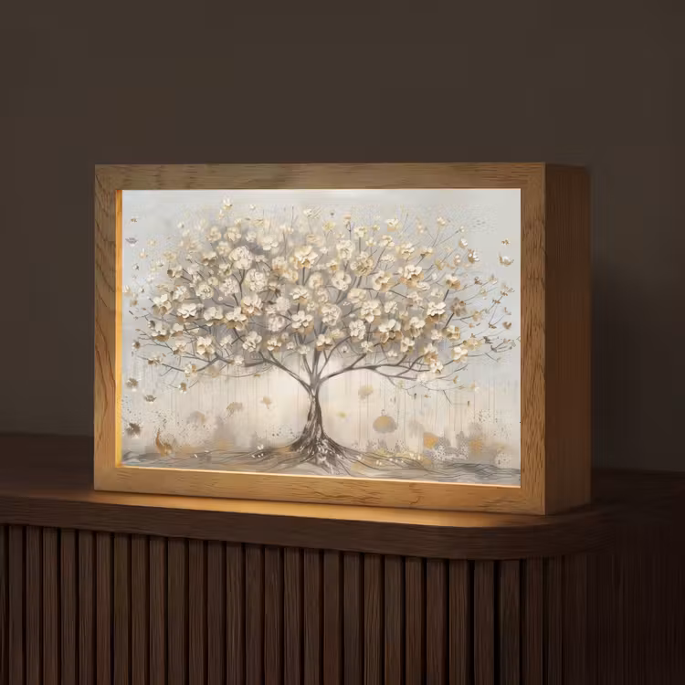 Boom - Beige - Goud - Verflook - Grijs Light Box met kabel (Tafellamp) klein -z3d_website