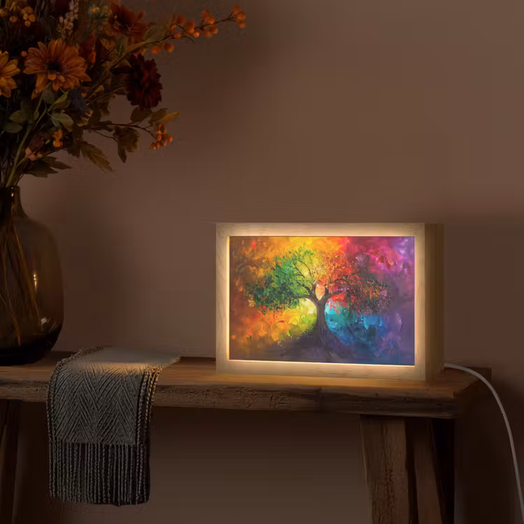 Boom - Kleurrijk - Modern - Abstract Light Box met kabel (Tafellamp) klein -sfeer4