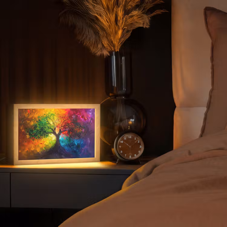 Boom - Kleurrijk - Modern - Abstract Light Box met kabel (Tafellamp) klein -sfeer1