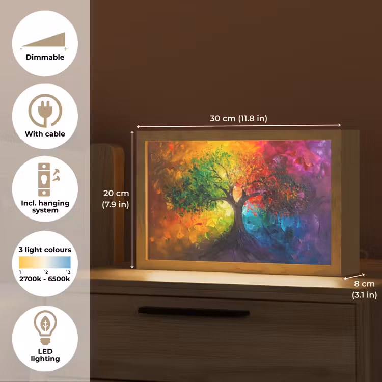 Boom - Kleurrijk - Modern - Abstract Light Box met kabel (Tafellamp) klein -USP_EN