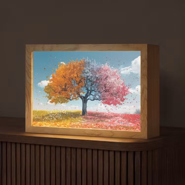 Boom - Kleurrijk - Natuur - Levensboom Light Box met kabel (Tafellamp) klein -z3d_website