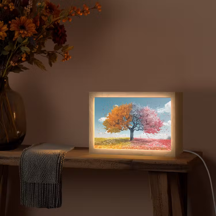 Boom - Kleurrijk - Natuur - Levensboom Light Box met kabel (Tafellamp) klein -sfeer4