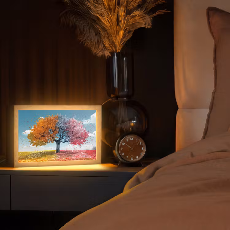 Boom - Kleurrijk - Natuur - Levensboom Light Box met kabel (Tafellamp) klein -sfeer1