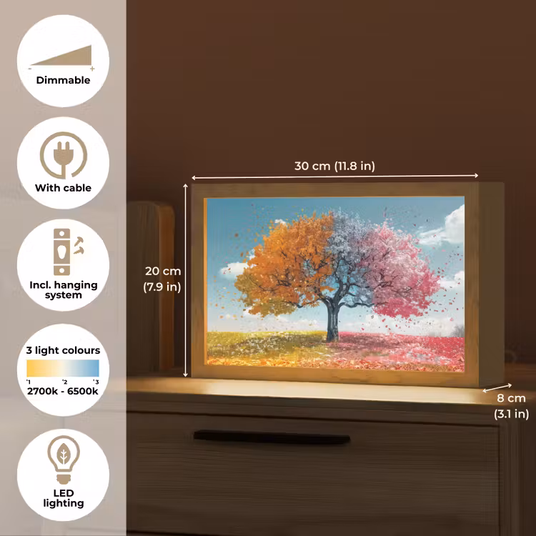 Boom - Kleurrijk - Natuur - Levensboom Light Box met kabel (Tafellamp) klein -USP_EN