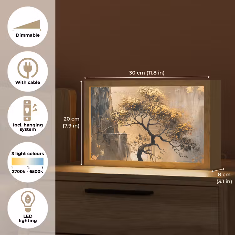 Boom - Goud - Landschap - Verf Light Box met kabel (Tafellamp) klein -USP_EN