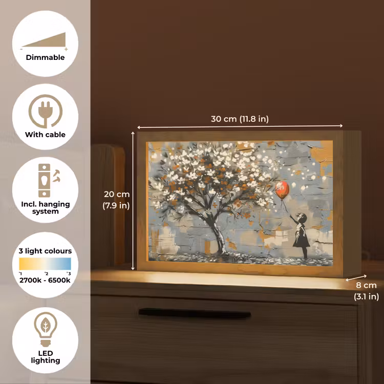 Boom - Graffiti - Banksy Style - Balloon Girl Light Box met kabel (Tafellamp) klein -USP_EN