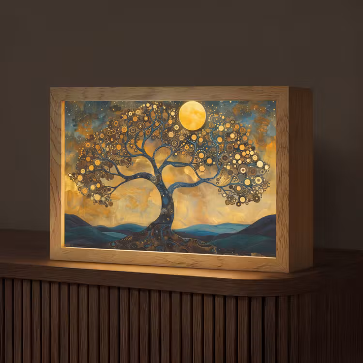Boom - Industrieel - Abstract - Geel Light Box met kabel (Tafellamp) klein -z3d_website