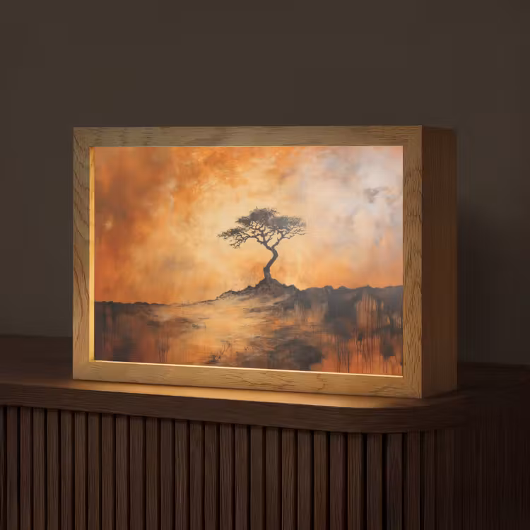 Boom - Landschap - Oranje Light Box met kabel (Tafellamp) klein -z3d_website
