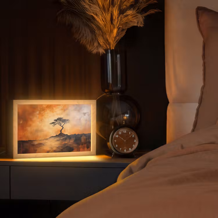 Boom - Landschap - Oranje Light Box met kabel (Tafellamp) klein -sfeer1