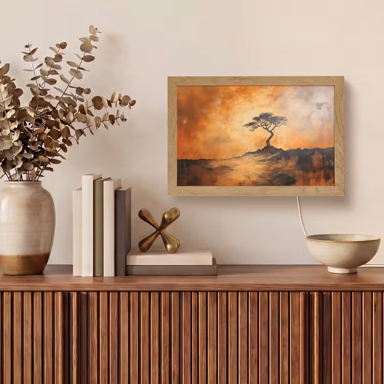 Boom - Landschap - Oranje Light Box met kabel (Tafellamp) klein -sfeer2