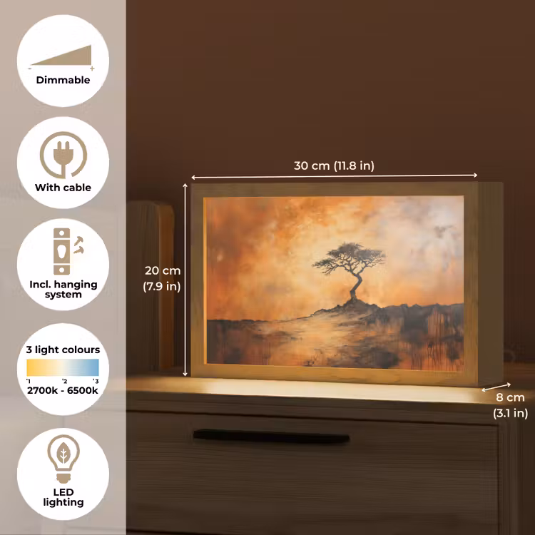 Boom - Landschap - Oranje Light Box met kabel (Tafellamp) klein -USP_EN
