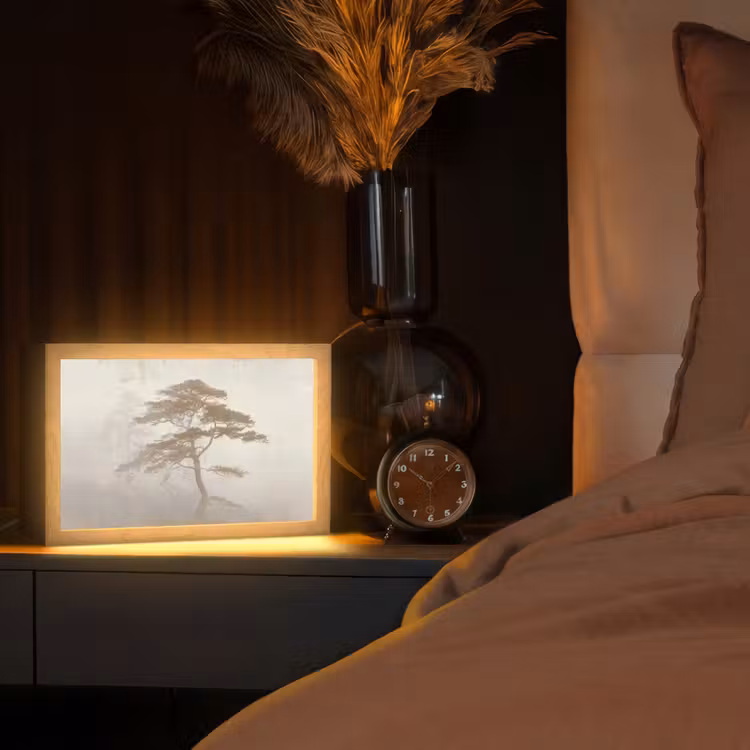 Boom - Oosterse stijl - Landschap Light Box met kabel (Tafellamp) klein -sfeer1