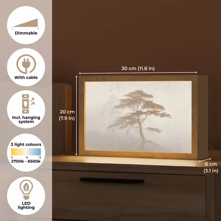 Boom - Oosterse stijl - Landschap Light Box met kabel (Tafellamp) klein -USP_EN
