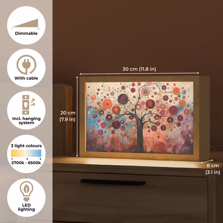 Boom - Paars - Abstract - Kunst Light Box met kabel (Tafellamp) klein -USP_EN