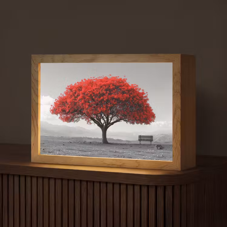 Boom - Rood - Natuur - Zwart wit Light Box met kabel (Tafellamp) klein -z3d_website