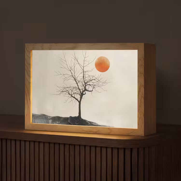 Boom - Zon - Modern - Landschap Light Box met kabel (Tafellamp) klein -z3d_website