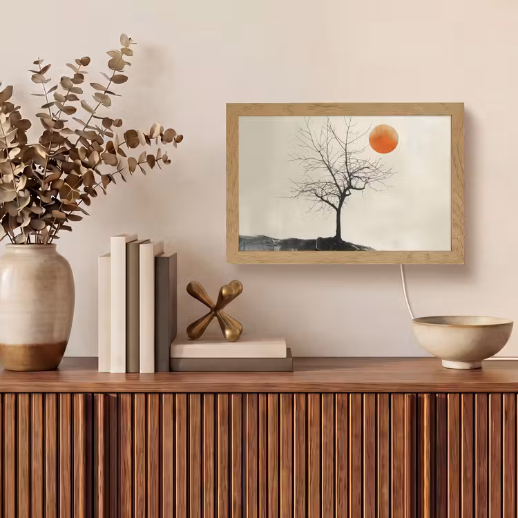 Boom - Zon - Modern - Landschap Light Box met kabel (Tafellamp) klein -sfeer2