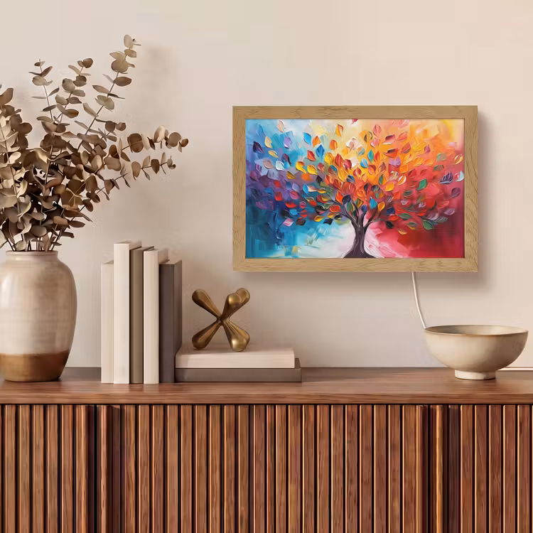 Boom - Levensboom - Kleurrijk - Abstract Light Box met kabel (Tafellamp) klein -sfeer2