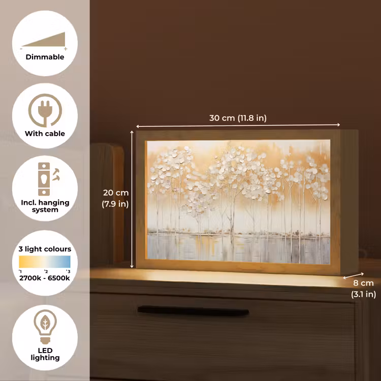 Bomen - Kunst - Acryl - Natuur Light Box met kabel (Tafellamp) klein -USP_EN