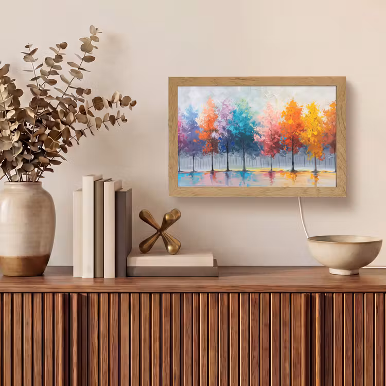 Bomen - Kleurrijk - Natuur - Abstract Light Box met kabel (Tafellamp) klein -sfeer2