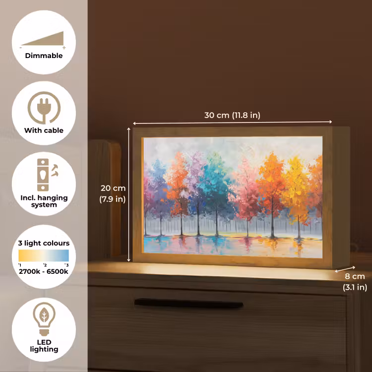 Bomen - Kleurrijk - Natuur - Abstract Light Box met kabel (Tafellamp) klein -USP_EN