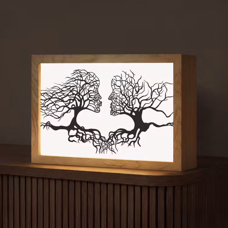 Bomen - Gezicht - Kunst - Abstract Light Box met kabel (Tafellamp) klein -z3d_website