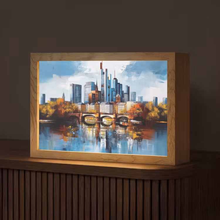 Bomen Frankfurt- Stad - Skyline - Brug Light Box met kabel (Tafellamp) klein -z3d_website