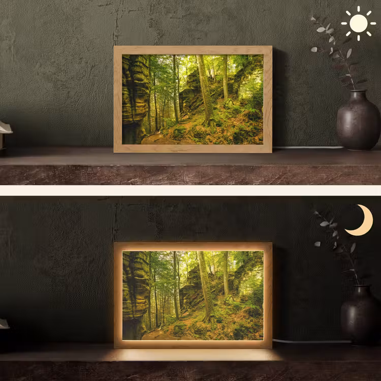 Bomen - Steen - Bos - Natuur - Planten Light Box met kabel (Tafellamp) klein -sfeer3