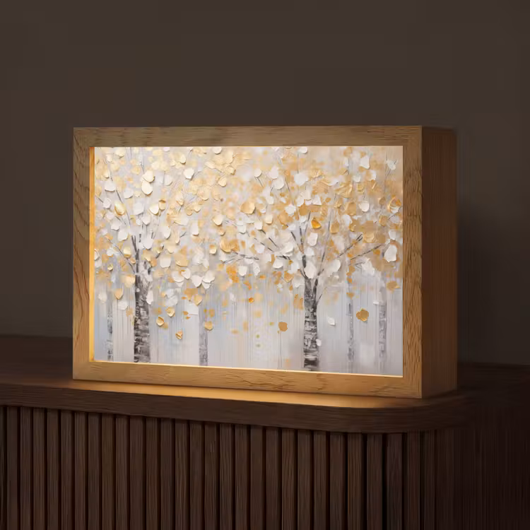 Bomen - Aquarel - Kunst - Natuur Light Box met kabel (Tafellamp) klein -z3d_website