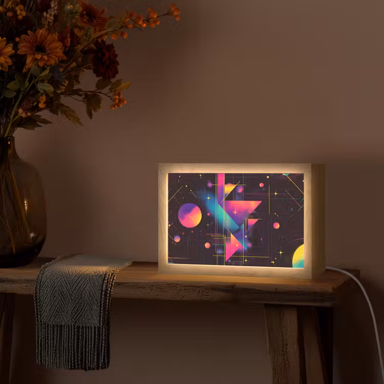 Driehoeken - Cirkels - Abstract - Sterren Light Box met kabel (Tafellamp) klein -sfeer4