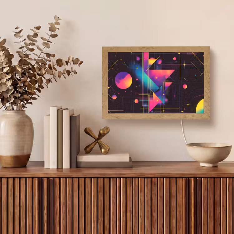 Driehoeken - Cirkels - Abstract - Sterren Light Box met kabel (Tafellamp) klein -sfeer2