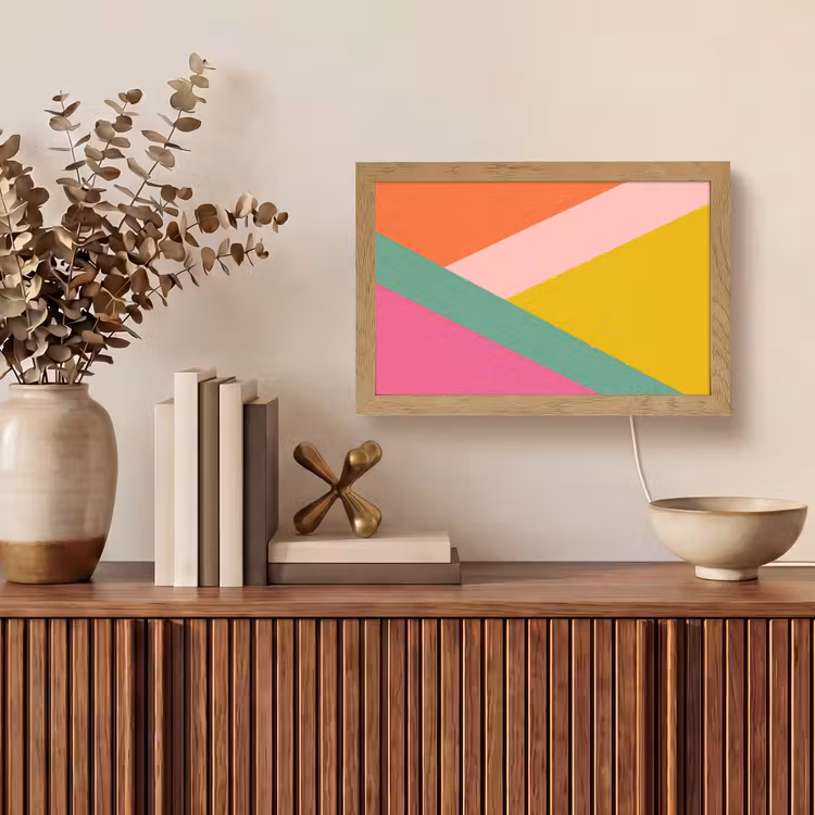 Driehoeken - Kleurrijk - Abstract Light Box met kabel (Tafellamp) klein -sfeer2
