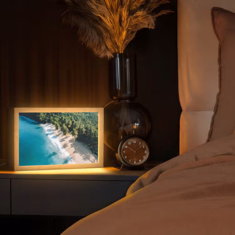 Tropisch - Strand - Water - Palmbomen Light Box met kabel (Tafellamp) klein -sfeer1
