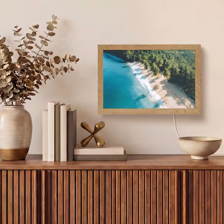 Tropisch - Strand - Water - Palmbomen Light Box met kabel (Tafellamp) klein -sfeer2