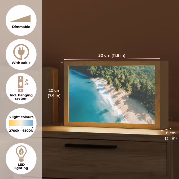Tropisch - Strand - Water - Palmbomen Light Box met kabel (Tafellamp) klein -USP_EN