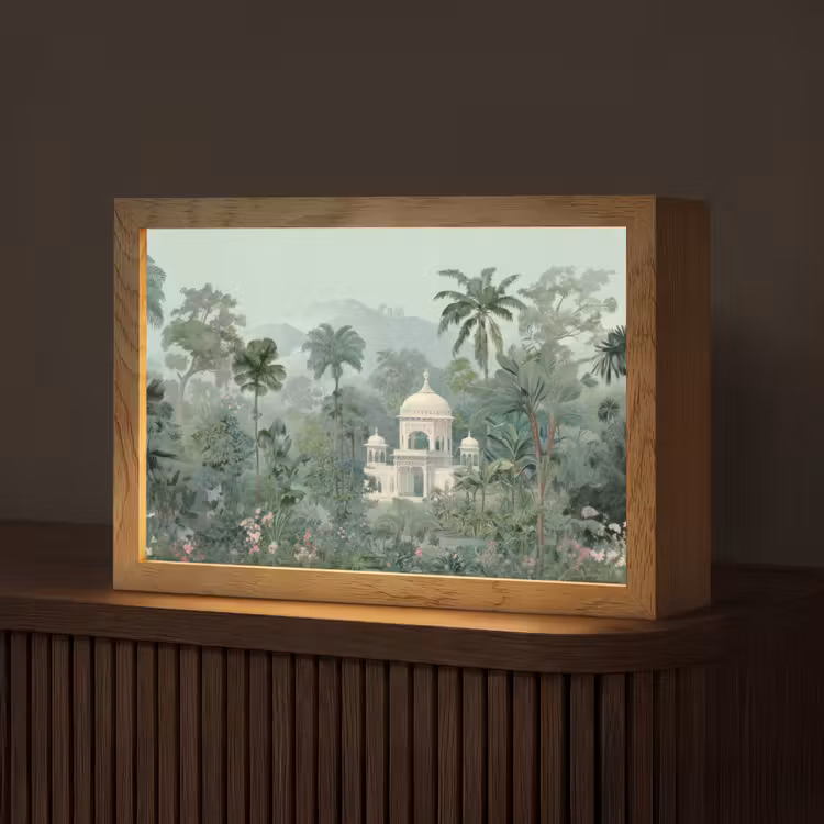 Tropische tuin - Koepelgebouw - Bloemen Light Box met kabel (Tafellamp) klein -z3d_website