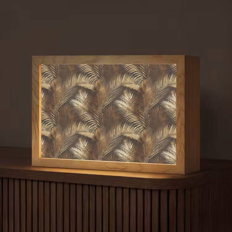 Tropisch - Bladeren - Goud Light Box met kabel (Tafellamp) klein 924 -z3d_website