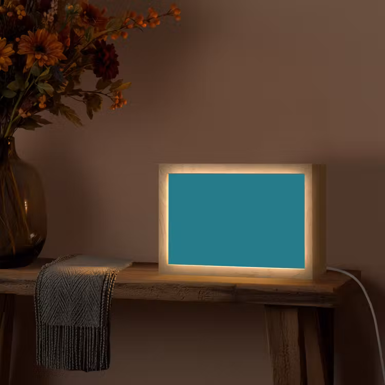 Tropical - Peacock - Blauw Light Box met kabel (Tafellamp) klein 924 -sfeer4