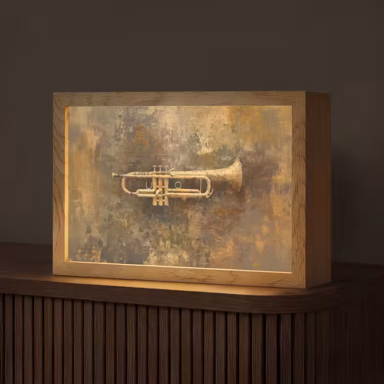 Trompet - Geel - Muzikaal Light Box met kabel (Tafellamp) klein -z3d_website