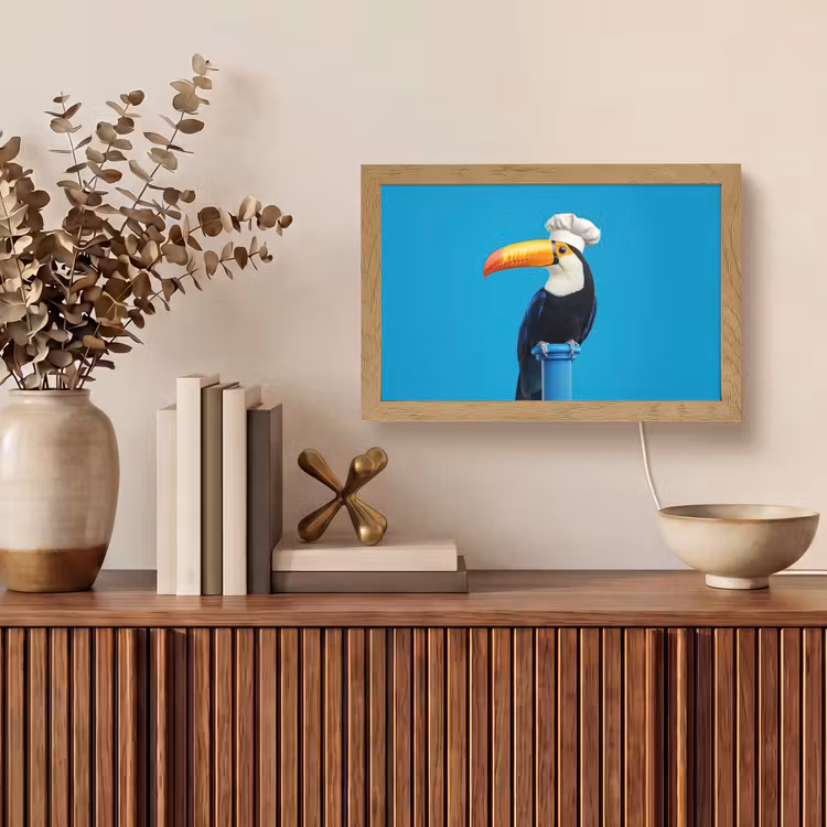 Tucan - Sokkel - Vogel - Koksmuts Light Box met kabel (Tafellamp) klein -sfeer2
