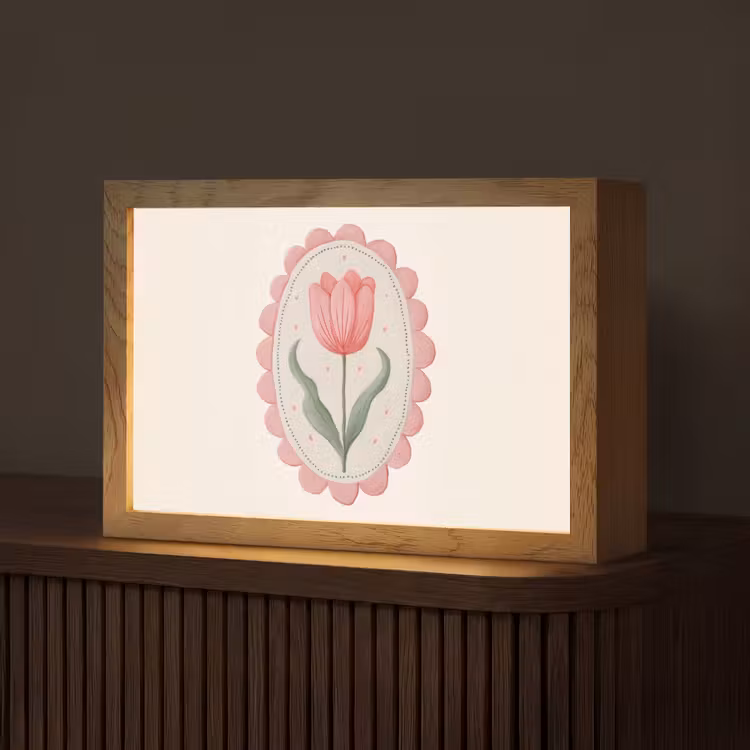 Tulp - Lijst - Ovaal - Illustratie Light Box met kabel (Tafellamp) klein -z3d_website