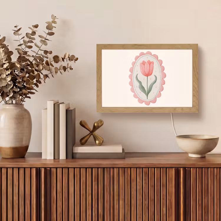 Tulp - Lijst - Ovaal - Illustratie Light Box met kabel (Tafellamp) klein -sfeer2