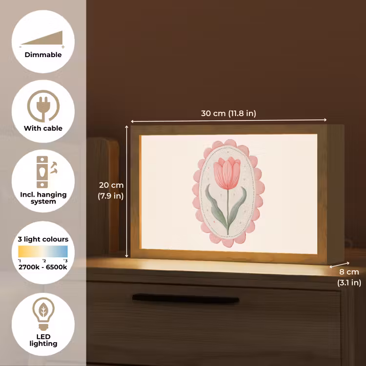 Tulp - Lijst - Ovaal - Illustratie Light Box met kabel (Tafellamp) klein -USP_EN