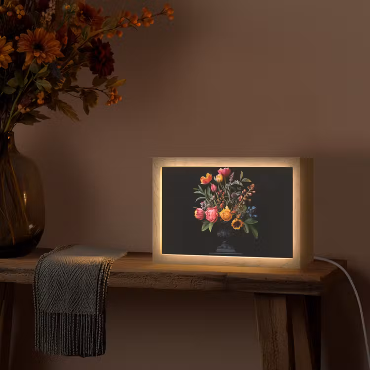 Tulpen - Bessen - Boeket - Vaas Light Box met kabel (Tafellamp) klein -sfeer4