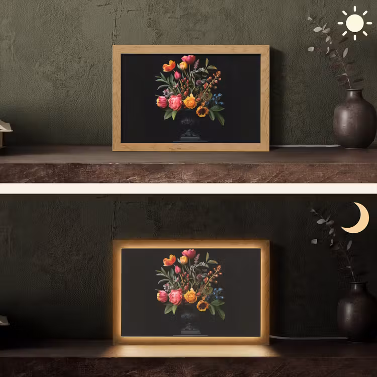 Tulpen - Bessen - Boeket - Vaas Light Box met kabel (Tafellamp) klein -sfeer3