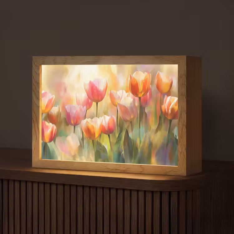 Tulpen - Sprookjesachtig - Kleurrijk Light Box met kabel (Tafellamp) klein -z3d_website
