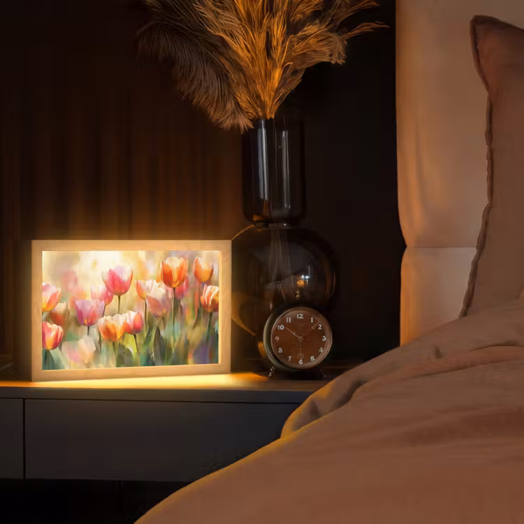 Tulpen - Sprookjesachtig - Kleurrijk Light Box met kabel (Tafellamp) klein -sfeer1